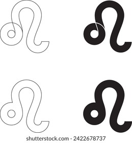 Gráficos vectores de símbolo zodiaco Leo aislados en un fondo blanco.