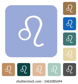 Leo zodiac symbol white flat icons on color rounded square backgrounds