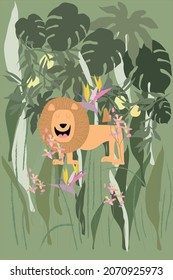 Leo zoo animal flowers wildlife asian cartoon natural