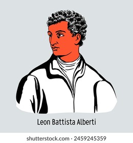 Leon Battista Alberti was an Italian scholar, humanist, writer, and leading theorist of Italian Renaissance art. Hand drawn vector illustration