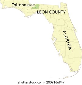 Leon County and city of Tallahassee location on Florida map