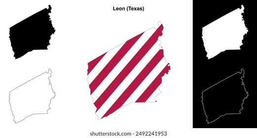 Leon County (Texas) outline map set