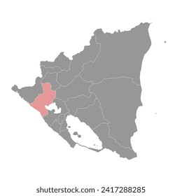 Leon Department map, administrative division of Nicaragua. Vector illustration.