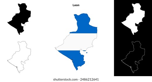 Leon department outline map set