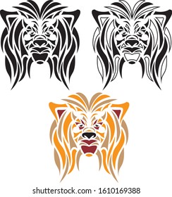 Leon head vector stylized tribal ornament