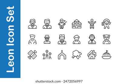 Leon icon set with vector collections. 