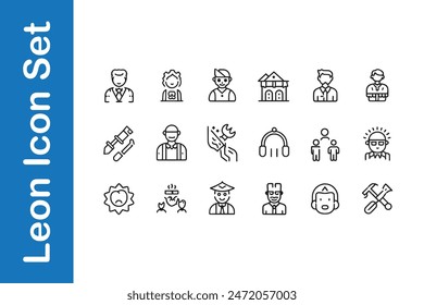 Leon icon set with vector collections. 