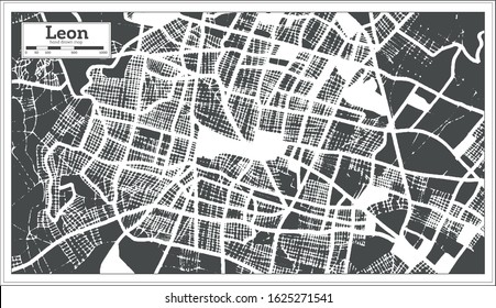 Leon Mexico City Map in Retro Style. Outline Map. Vector Illustration.