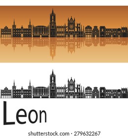 Leon skyline in orange background in editable vector file