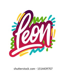 Leon text design. Vector calligraphy. Typography poster. Usable as background.