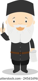 Leon Tolstoi cartoon character. Vector Illustration. Kids History Collection.