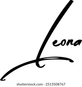 Leona Name Of Baby Girl Cursive Typography Hand Written Brush Text