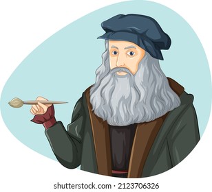 Leonardo Da Vinci Cartoon Character Illustration