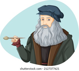 Ilustración del personaje de caricatura Leonardo da Vinci