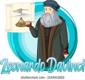 Leonardo Da Vinci character in cartoon style illustration