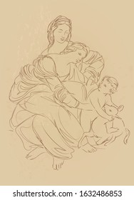 Leonardo da Vinci drawing vector illustration