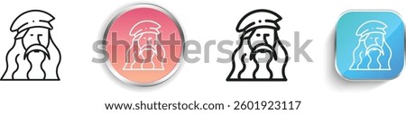 Leonardo Da Vinci icon. Thin Linear, Regular and Button Style Design Isolated On White Background