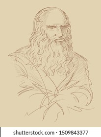 
Leonardo da Vinci portrait vector illustration