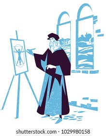 Leonardo da Vinci vector illustration