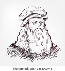 Leonardo Da Vinci Vector Sketch Portrait