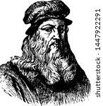 Leonardo Da Vinci, vintage illustration