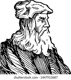 Leonardo Da Vinci, vintage illustration