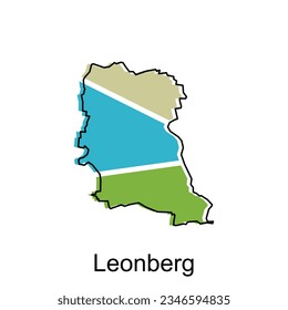 Leonberg City Map. vector map of German Country design template with outline graphic colorful style on white background