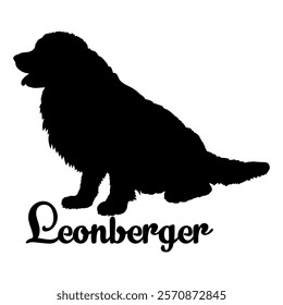 Leonberger dog silhouette, dog breeds, logo, vector, silhouette,  animal, illustration, icon, sign, design, black, symbol, pet, love
