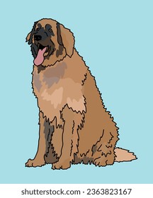 Leonberger Dog Sitting Front View