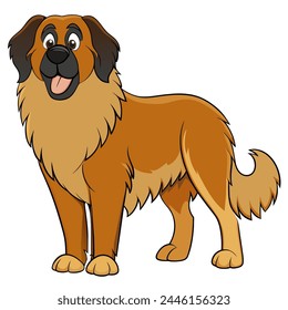 Leonberger dog vector illustration isolated on white background in cartoon style.