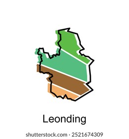 Leonding map, Republic of Austria vector map design illustration, logotype element for template