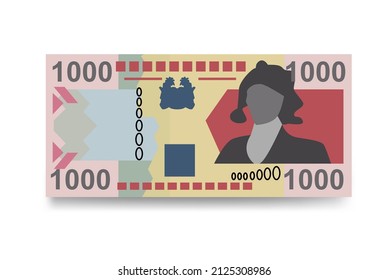 Leone Vector Illustration. Sierra Leone money set bundle banknotes. Paper money 1000 SLL. Flat style. Isolated on white background. Simple minimal design.