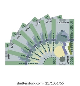 Leone Vector Illustration. Sierra Leone money set bundle banknotes. Paper money 10000 SLL. Flat style. Isolated on white background. Simple minimal design.
