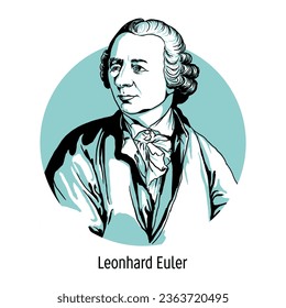 Leonhard Euler war Schweizer, preußischer und russischer Mathematiker und Mechaniker. Handgezeichnete Vektorgrafik.