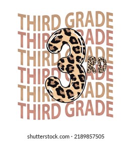 Leopard 3rd grade lettering for T-Shirt Print. 3rd grade vector.