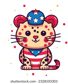 Leopard 4th of July Cute in the style of colorful animal