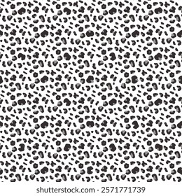 Leopard abstract monochrome seamless pattern. Animal print tiny endless background. Cheetah or panther skin texture repeat cover. Vector hand drawn fashion print illustration.