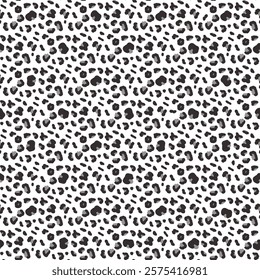 Leopard abstract monochrome seamless pattern. Animal print tiny endless background. Cheetah or panther skin texture repeat cover. Vector hand drawn fashion print illustration.