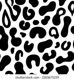 Leopard abstract seamless pattern. Animal skin vector background. Black and white texture