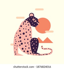 leopard adn sun abstract style icon design, Animal zoo and life theme Vector illustration