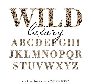 Leopard Alphabet Wild Luxury Letters Animal Print Font Wildcat spots Monogram ABC