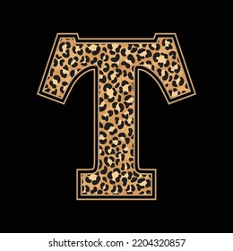Leopard Alphabets and letter t shirt,sticker,poster,banner,mug,bag design
