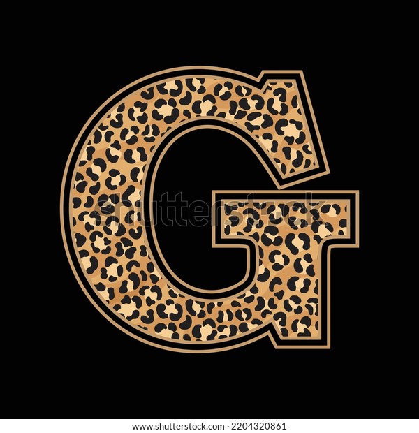 Leopard Alphabets Letter T Shirtstickerposterbannermugbag Design Stock ...