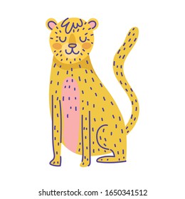 leopard animal cartoon doodle color on white background vector illustration