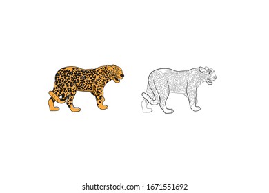 Paquete de ilustración de vectores de dibujos animados de leopardo