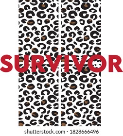 leopard animal fashion print on white background. Pattern with lettering and leopard effect for tshirt and apparel graphics, poster, print, postcard.