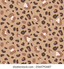 Leopard Animal monochrome seamless pattern. Leopard print endless background. Cheetah or panther skin texture repeat cover. Abstract jaguar fur continuous pattern camouflage. Vector illustration.