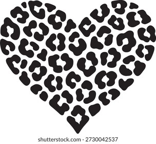Forma del corazón de la impresión animal del leopardo aislada