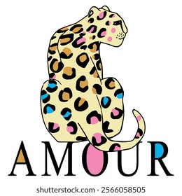 LEOPARD ANIMAL PRINT AND ANIMAL TEXTURE TYPE AND LETTERING COLORFUL ITEMS AND GRUNGE