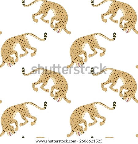 Leopard animal seamless pattern. Oriental wallpaper.